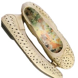 Vionic Kensley Flats Sz 11 Tan Yellow Leather Ballet Shoes Bow Comfort Casual